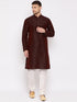 VASTRAMAY Men's Burgundy Silk Blend Kurta and Pyjama Set